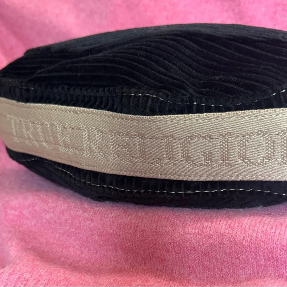 True Religion Black Crescent Shoulder Bag with Cream Strap - Picture 7 of 11